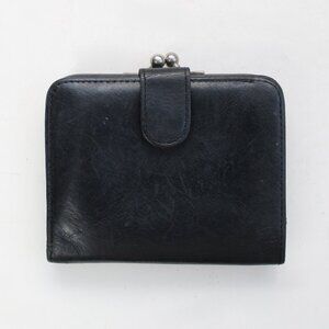 Coach Vintage 90's Continental Bifold Framed Kisslock Black Leather Wallet 4886